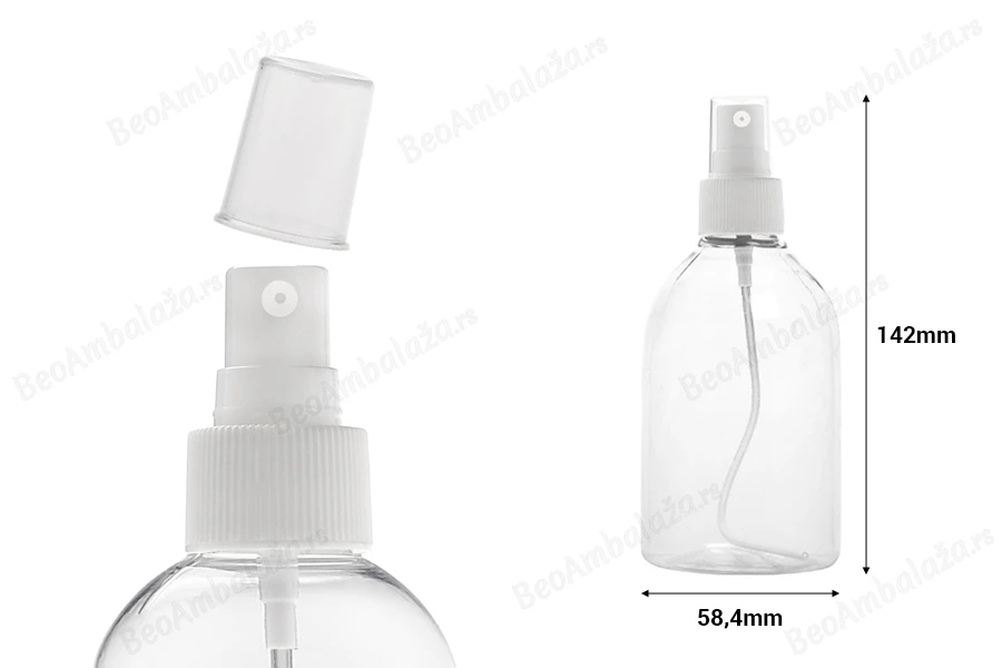 PET flaša 250mL za lagane masne supstance sa sprejom i zatvaračem - 12 kom-dimenzije_slike