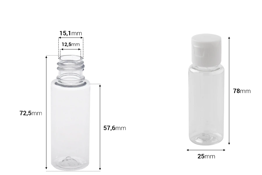Plastična bočica 25mL za šampon sa flip-top zatvaračem - 50 kom Plastična bočica 25mL za šampon sa flip-top zatvaračem - 50 kom
