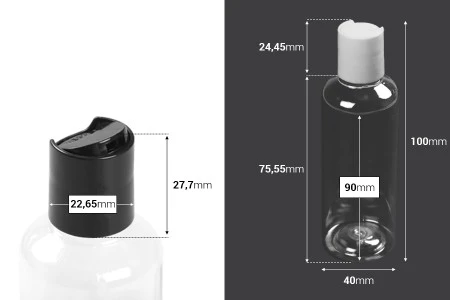 Providna PET flašica 100mL sa belim ili crnim disk top zatvaračem - 12 kom-2