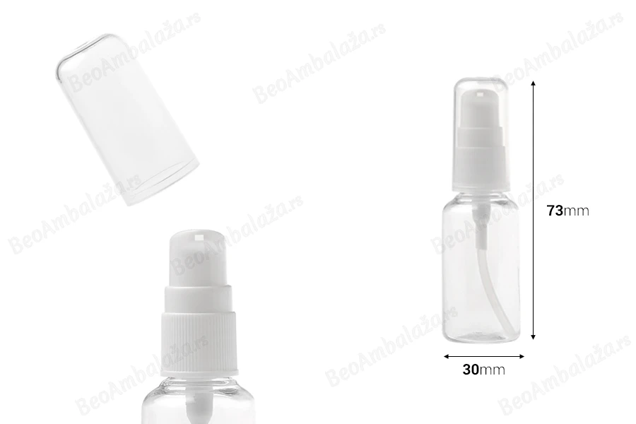 PET flašica 30mL za kreme sa pumpicom i providnim zatvaračem - 12 kom-dimenzije_slike