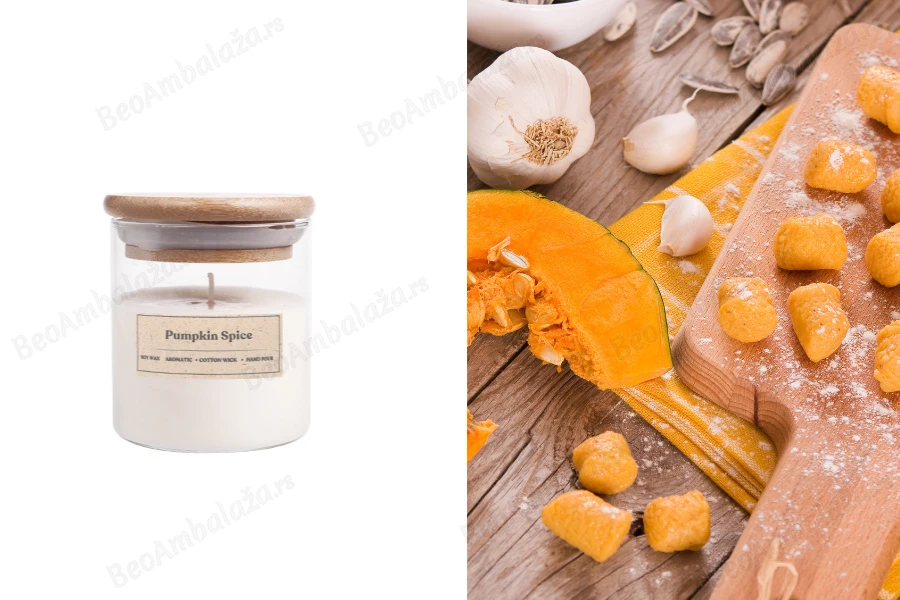 Pumpkin spice - Aromatična sveća od sojinog voska sa drvenim fitiljem (110gr)-slika_proizvoda