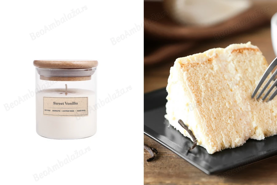 Sweet Vanilla - Aromatična sveća od sojinog voska sa drvenim fitiljem (110gr)-slika_proizvoda