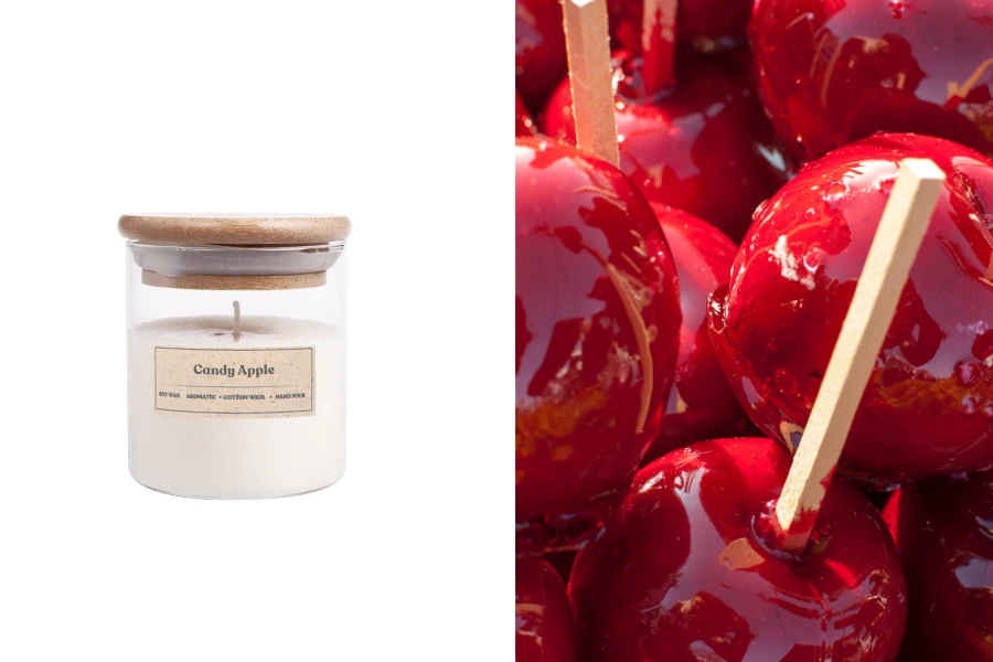 Candy Apple - Aromatična sveća od sojinog voska sa drvenim fitiljem (110gr)-slika_proizvoda