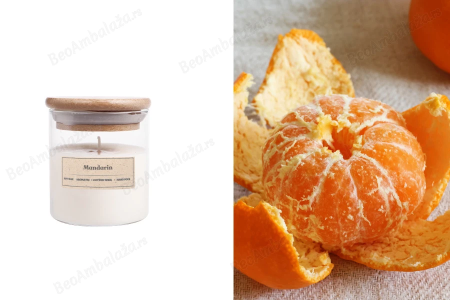 Mandarina - Aromatična sveća od sojinog voska sa drvenim fitiljem (110gr)-slika_proizvoda
