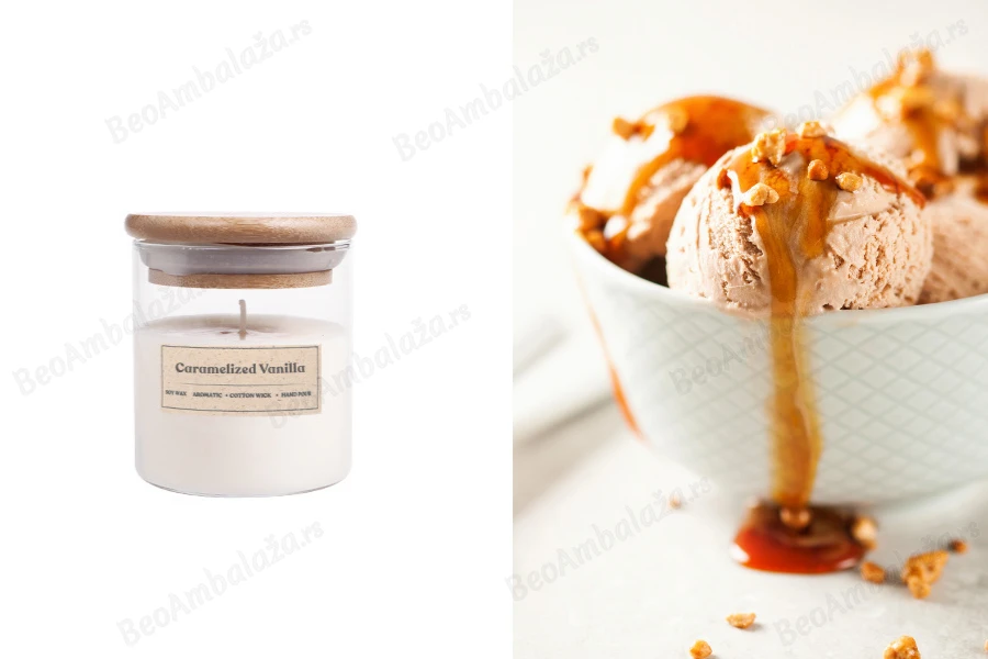 Caramelized Vanilla - Aromatična sveća od sojinog voska sa drvenim fitiljem (110gr)-slika_proizvoda