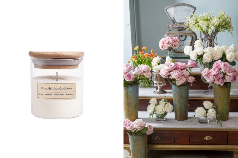 Flourishing Goddess - Aromatična sveća od sojinog voska sa drvenim fitiljem (110gr)-slika_proizvoda