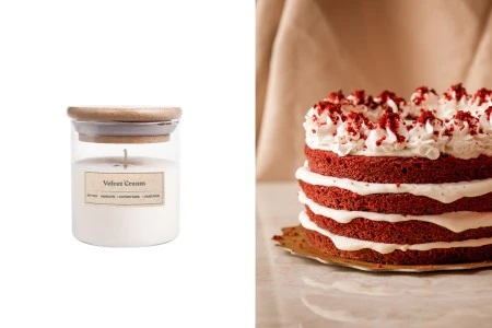 Velvet Cream - Aromatična sveća od sojinog voska sa drvenim fitiljem (110gr)-slika_proizvoda