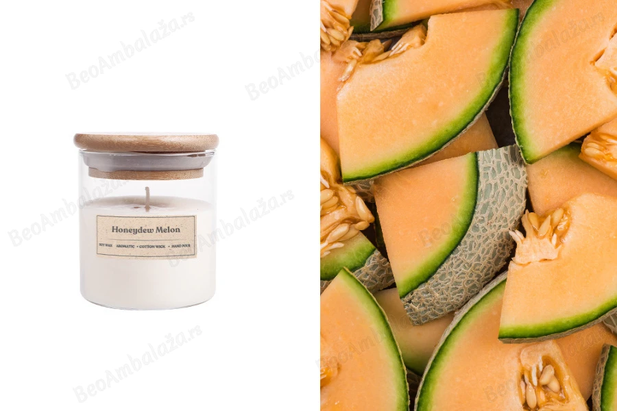 Dinja - Aromatična sveća od sojinog voska sa drvenim fitiljem (110gr)-slika_proizvoda