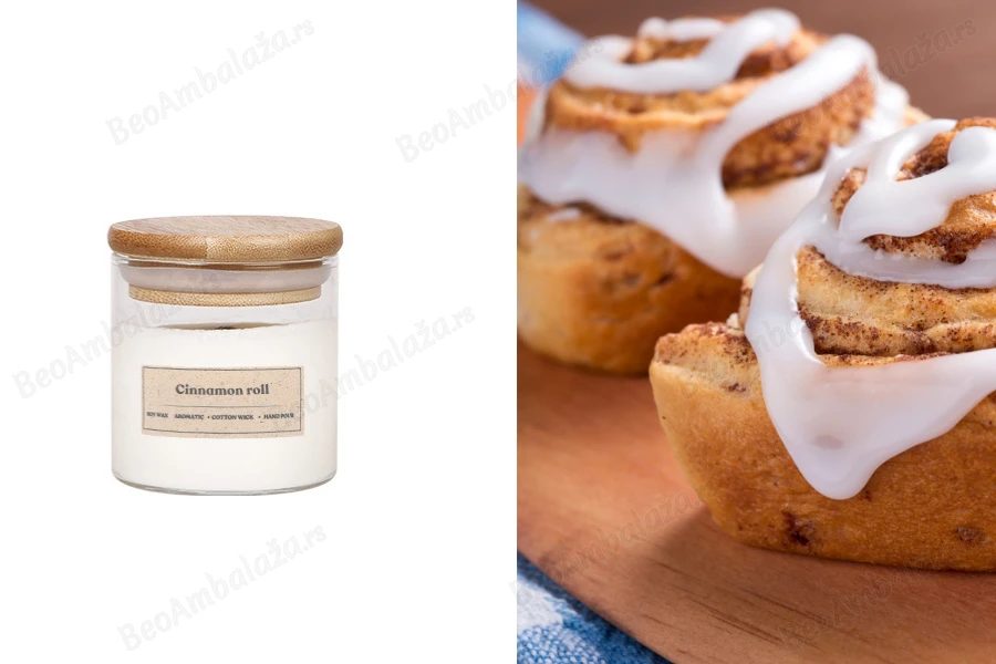 Cinnamon roll - aromatična sveća od sojinog voska sa drvenim fitiljem (110gr)-slika_proizvoda