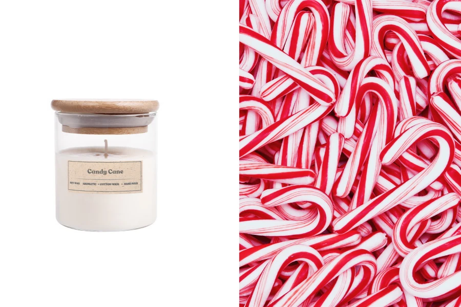 Candy Cane - Aromatična sveća od sojinog voska sa pamučnim fitiljem (110gr)-slika_proizvoda