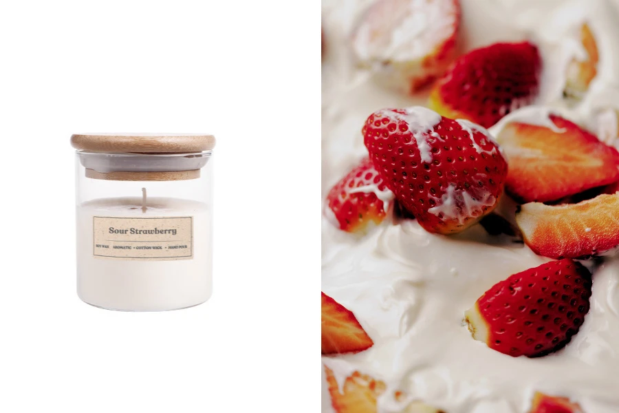 Sour Strawberry - Aromatična sveća od sojinog voska sa pamučnim fitiljem (110gr)-slika_proizvoda