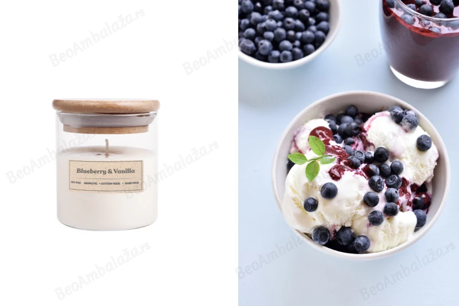 Blueberry & Vanilla - Aromatična sveća od sojinog voska sa pamučnim fitiljem (110gr)-slika_proizvoda