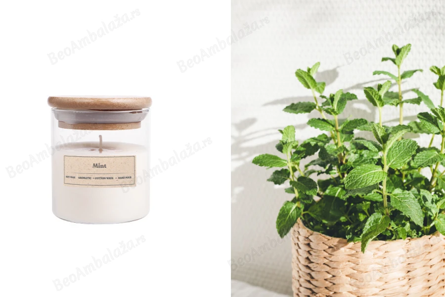 Mint - Aromatična sveća od sojinog voska sa pamučnim fitiljem (110gr)-slika_proizvoda