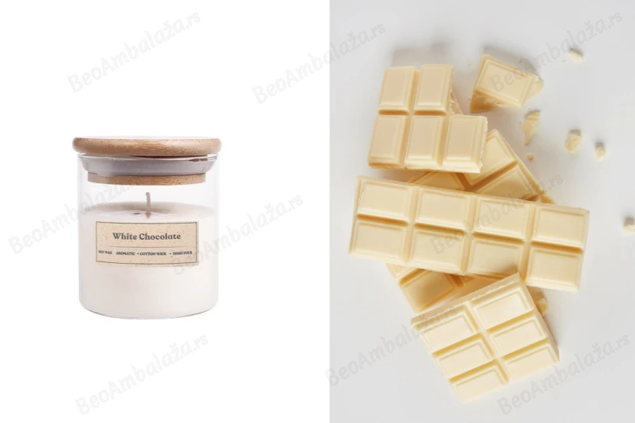 White Chocolate - Aromatična sveća od sojinog voska sa pamučnim fitiljem (110gr)-slika_proizvoda