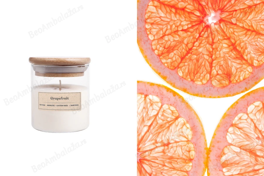 Grapefruit - Aromatična sveća od sojinog voska sa pamučnim fitiljem (110gr)-slika_proizvoda