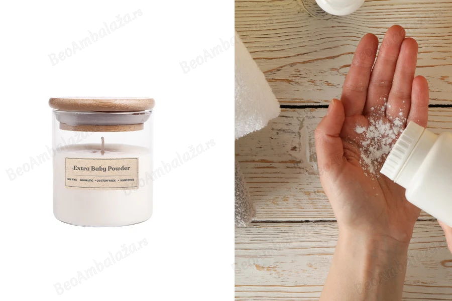 Extra Baby Powder - Aromatična sveća od sojinog voska sa pamučnim fitiljem (110gr)-slika_proizvoda