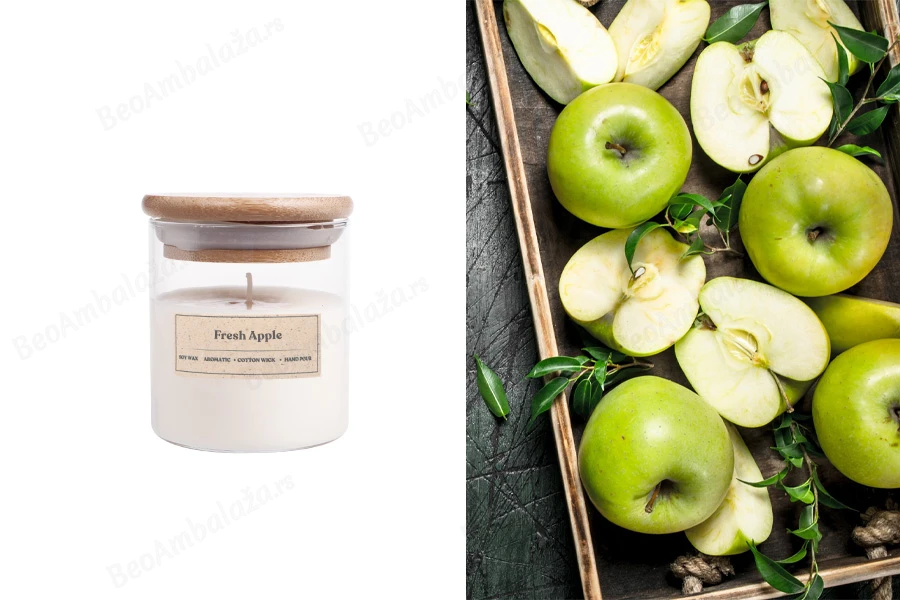 Fresh Apple - Aromatična sveća od sojinog voska sa pamučnim fitiljem (110gr)-slika_proizvoda