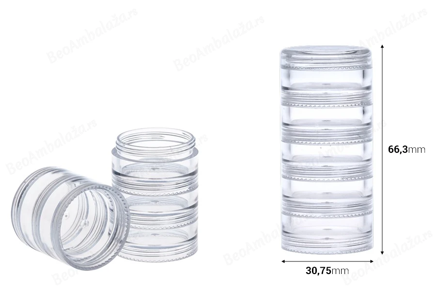 Akrilne providne kutijice od 3mL, spojive - set od 5 kom-dimenzije_slike