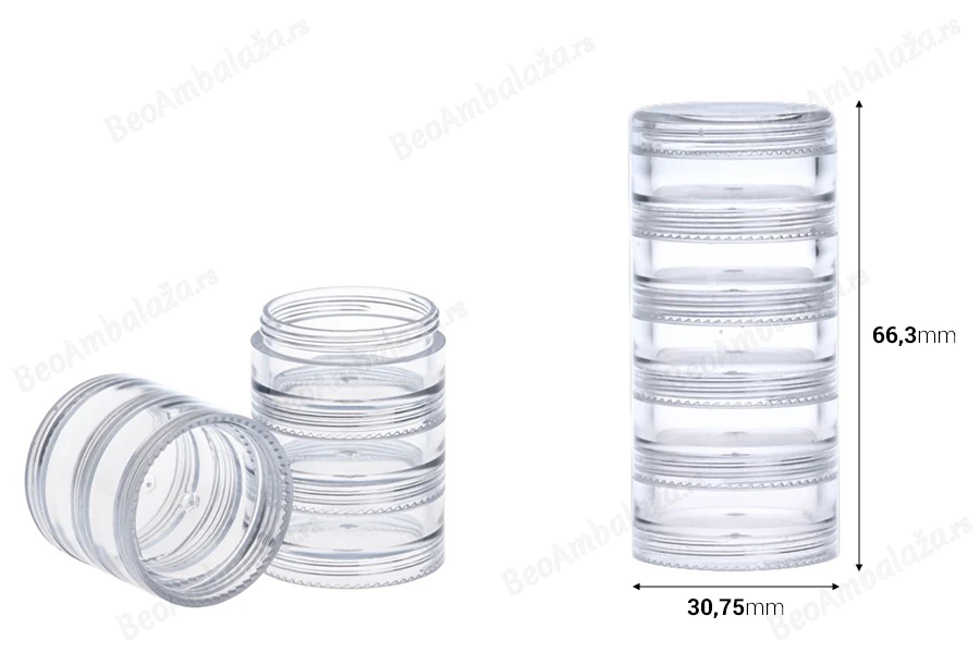 Akrilne providne kutijice od 3mL, spojive - set od 5 kom-dimenzije_slike