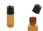 Mini staklena bočica 1mL u karamel boji sa crnim zatvaračem - 25 kom-slika_proizvoda
