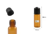 Mini staklena bočica 1mL u karamel boji sa crnim zatvaračem - 25 kom-dimenzije_slike