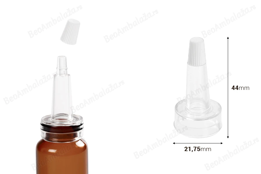 Silikonski providan zatvarač sa uskim vrhom i sa belim poklopcem - 12 kom-dimenzije_slike
