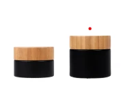 Staklena teglica 50 mL sa zatvaračem od bambusa i plastičnim međupoklopcem, u providnoj ili crnoj boji-grupa_slika