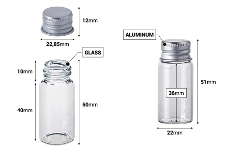 Staklena flašica 10mL sa aluminijumskim zatvaračem - 12 kom-2