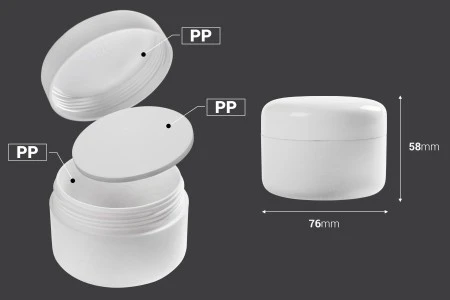 Plastična bela kutijica 100mL, sa duplim dnom, zatvaračem i međupoklopcem za kreme - 12 kom-2