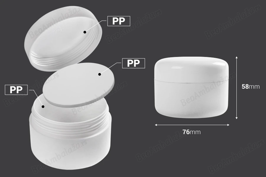 Plastična bela kutijica 100mL, sa duplim dnom, zatvaračem i međupoklopcem za kreme - 12 kom-dimenzije_slike