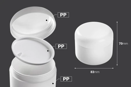 Bela plastična kutija sa duplim dnom, 200mL sa zatvaračem i međupoklopcem - 12 kom-2