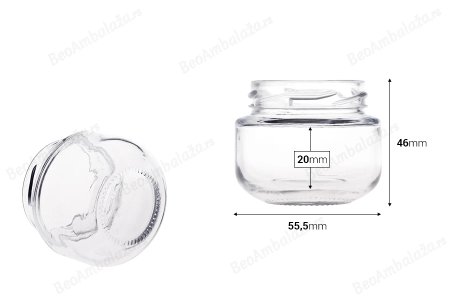 Staklena teglica za kreme od 65mL - bez zatvarača-dimenzije_slike