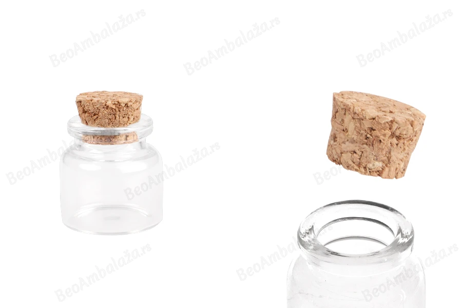 Staklena flašica sa plutanim čepom za poklončiće 10mL, 30x35 mm - 12 kom-slika_proizvoda