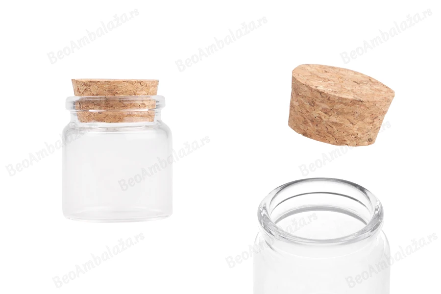 Staklena flašica sa plutanim čepom za poklončiće 20mL, 37x47 mm - 12 kom-slika_proizvoda