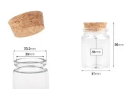 Staklena flašica sa plutanim čepom za poklončiće 40mL, 37x56 mm - 12 kom Staklena flašica sa plutanim čepom za poklončiće 40mL, 37x56 mm - 12 kom