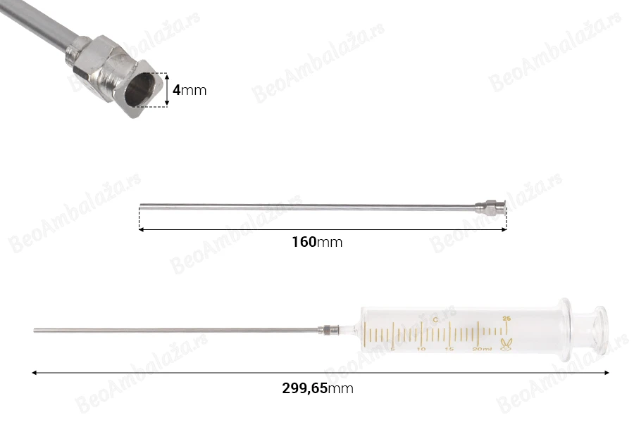 Stakleni špric 20mL sa metalnom iglom-dimenzije_slike