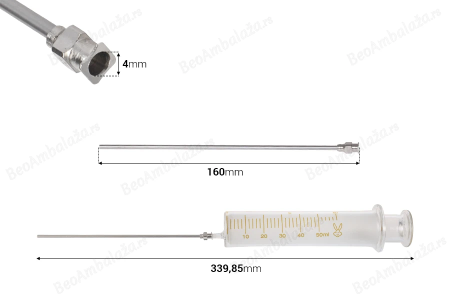 Stakleni špric 50mL sa metalnom iglom-dimenzije_slike