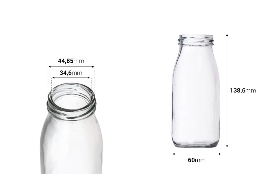 Staklena flašica 250mL, kojoj odgovaraju zatvarači sa rupom za slamčicu
