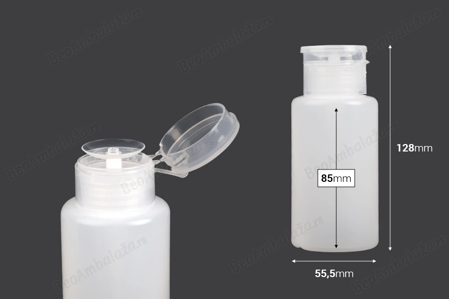 Plastična bočica 200 mL sa pumper dozatorom za aceton - 12 kom-dimenzije_slike