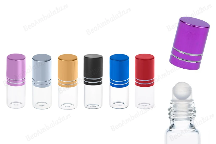 Staklena roll-on bočica 3mL sa zatvaračem u raznim bojama - 6 kom-slika_proizvoda