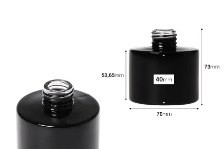 Staklena crna cilindrična bočica 100mL PP 28-2
