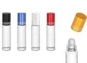 Staklena providna roll-on bočica 10mL sa staklenom kuglicom i zatvaračem u raznim bojama - 12 kom-slika_proizvoda