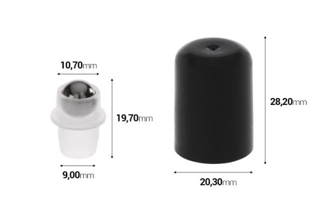 Metalna roll-on kuglica PP18 sa crnim plastičnim zatvaračem-2