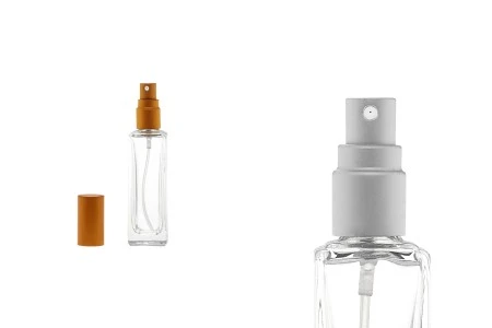 Staklena providna bočica 20mL, sa plastičnim sprejom i zatvaračem PP15-1
