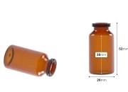 Staklena bočica 15mL karamel boje, za proizvode u farmaciji i homeopatiji, bez zatvarača - 12 kom
