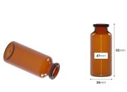 Staklena bočica 20mL karamel boje, za proizvode u farmaciji i homeopatiji, bez zatvarača - 12 kom
