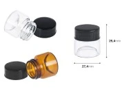 Staklena teglica 5mL, providna ili u karamel boji, sa plastičnim crnim zatvaračem Staklena teglica 5mL, providna ili u karamel boji, sa plastičnim crnim zatvaračem