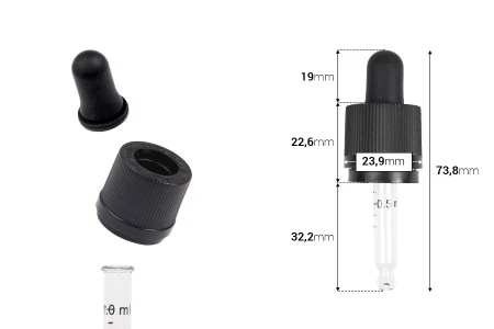 Pipeta od 10mL sa crnim CRC navojnim prstenom, oznakama za zapreminu i MAT crnom gumicom - pojedinačno pakovanje-2