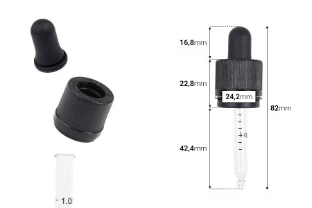Pipeta od 15mL sa crnim CRC navojnim prstenom, oznakama za zapreminu i MAT crnom gumicom - pojedinačno pakovanje-2