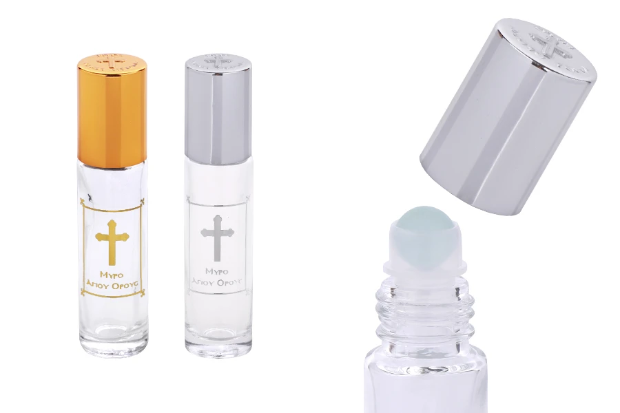 Staklena roll-on bočica 10mL sa staklenom kuglicom, krstom i aluminijumskim zatvaračem - 12 kom-slika_proizvoda